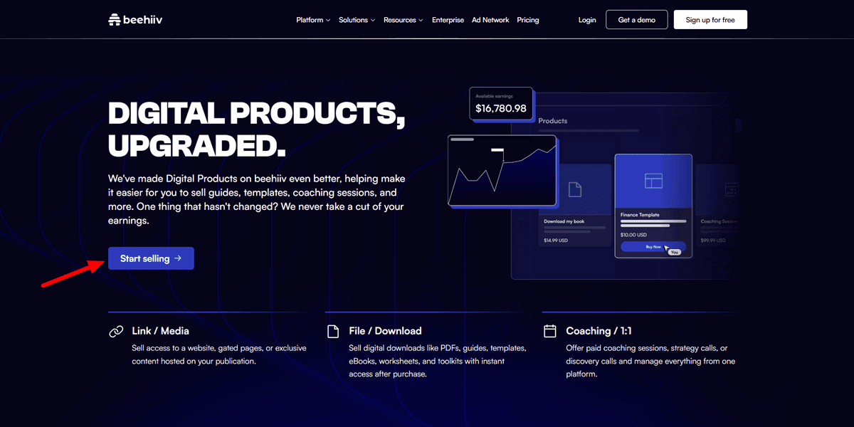 Sell Digital Products Online with Zero Commission beehiiv