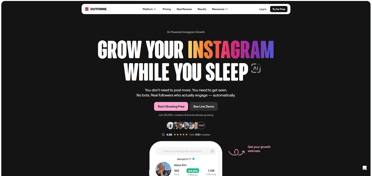 Outfame AI Instagram Growth Service for Real Followers