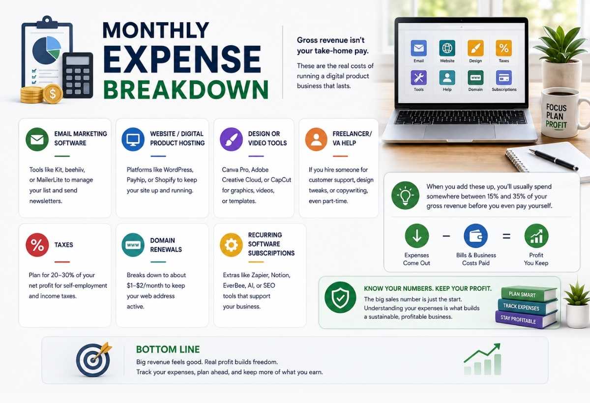 Digital Product Business Monthly Expense Breakdown