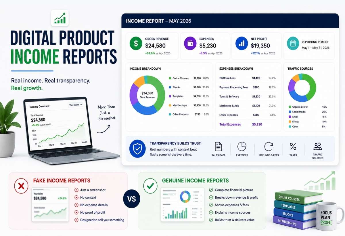 Digital Product Income Report Dashboard Example