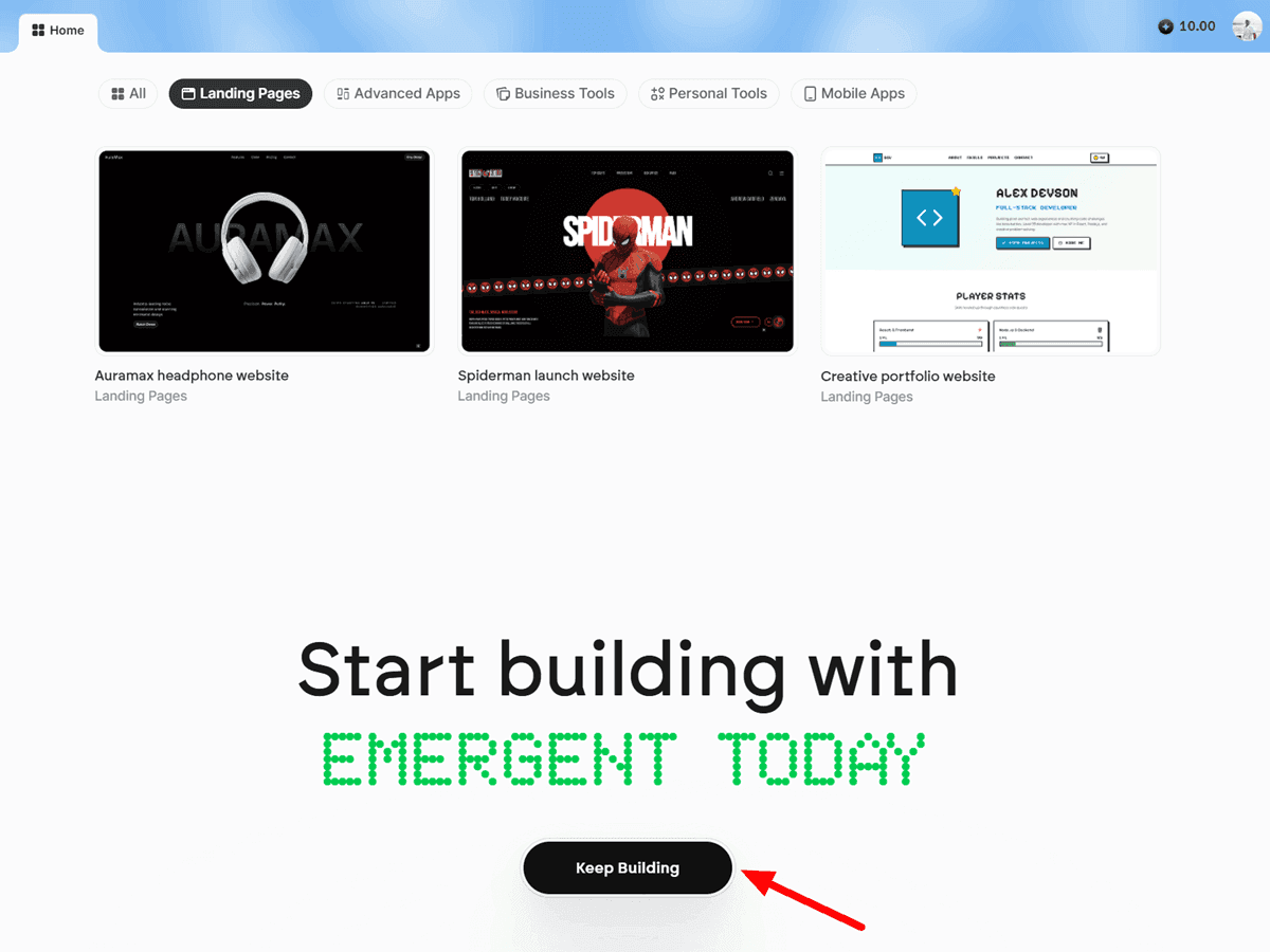 Emergent AI Landing Page Building for Your Digital Products