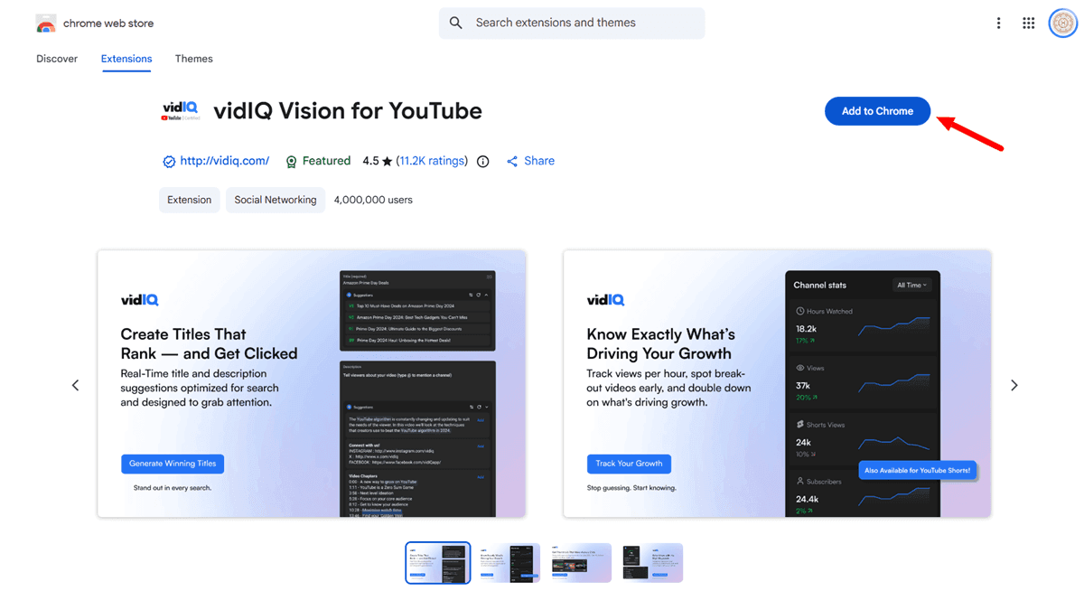vidIQ-Vision-for-YouTube Browser Extension on Chrome Web Store