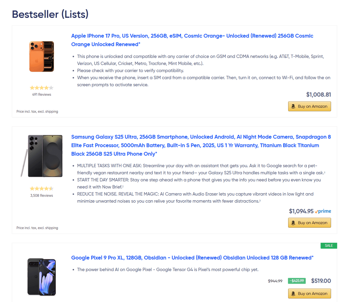 AAWP Amazon Affiliate WordPress Plugin Demo Bestseller (Lists)