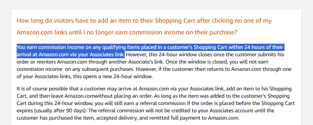 Amazon-com Associates Amazon-com Affiliate Program Cookie Duration