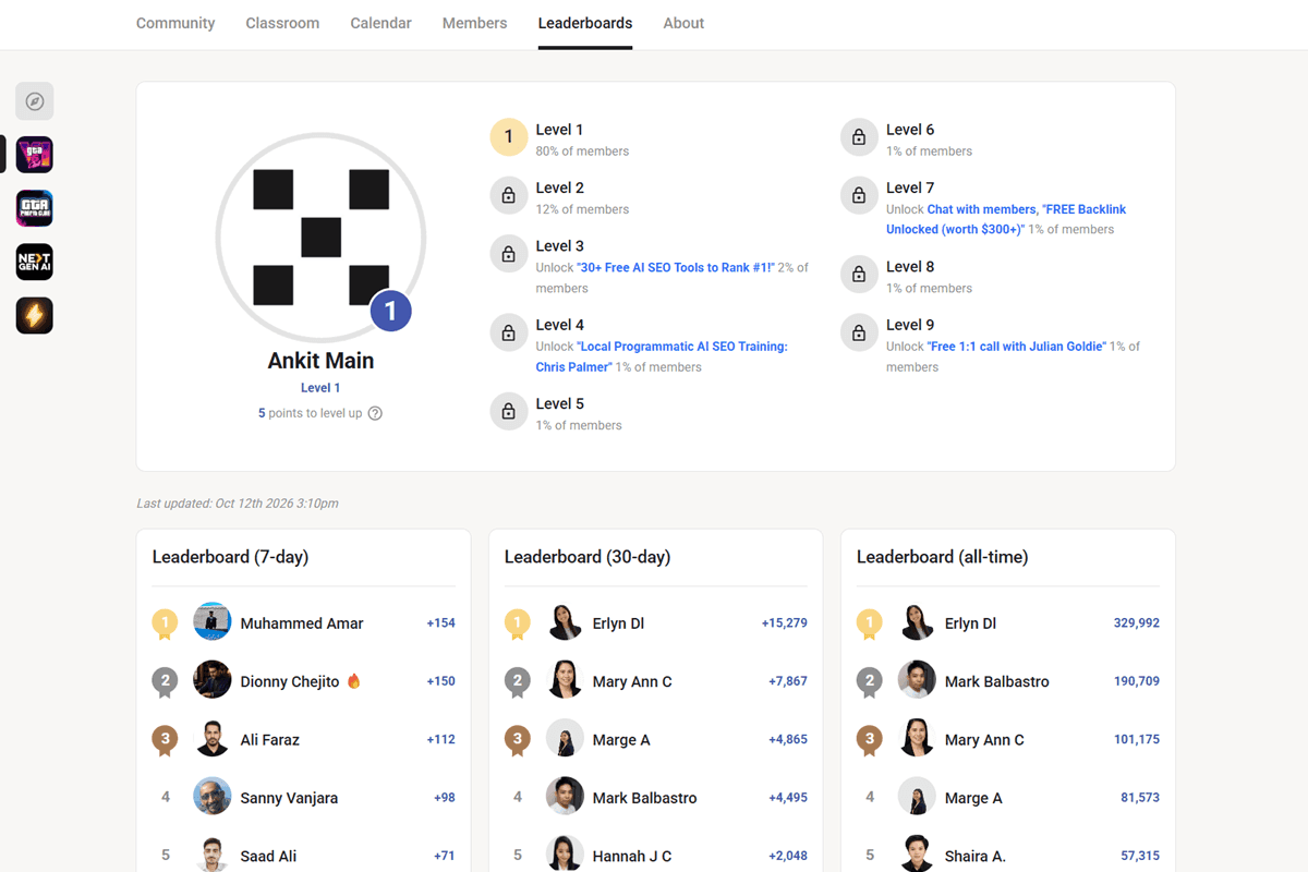 Skool Community Gamification Leaderboards